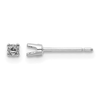14k White Gold 2.25mm Round Stud Earring Mounting w/backs