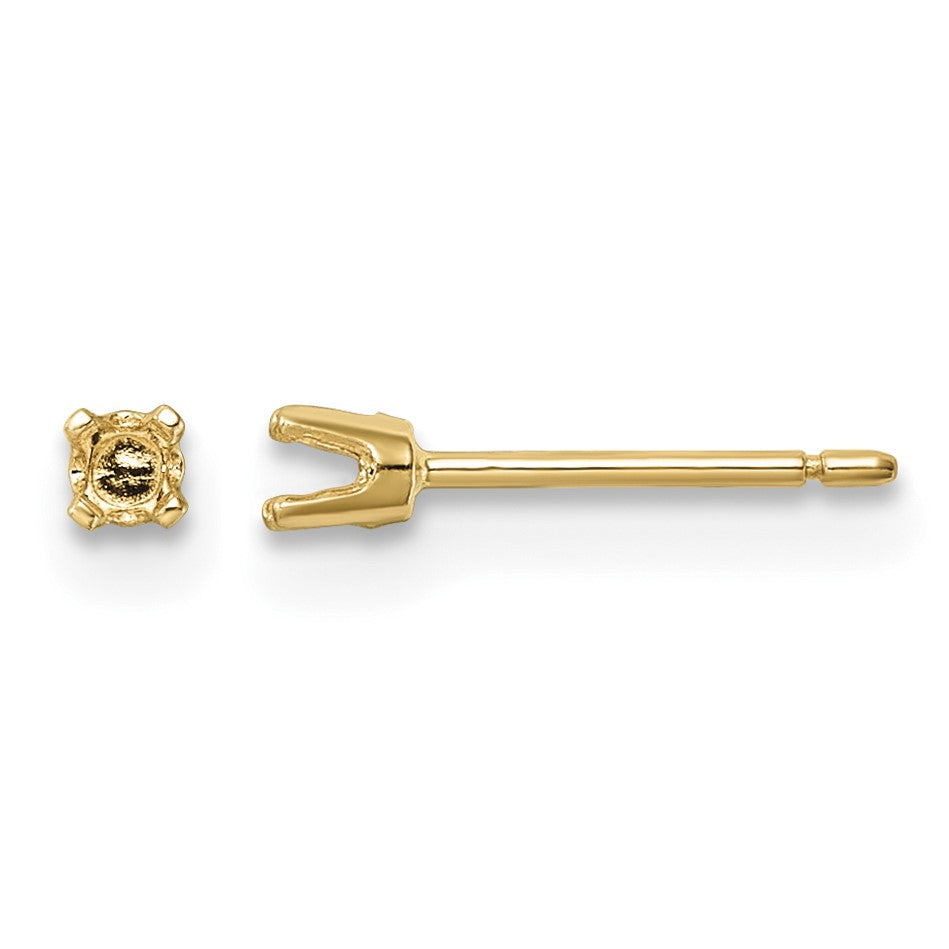 14k 2.25mm Round Stud Earring Mounting w/backs