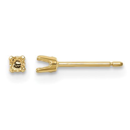 14k 2.25mm Round Stud Earring Mounting w/backs