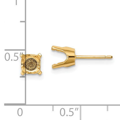 14k 2.75mm Round Stud Earring Mounting w/backs