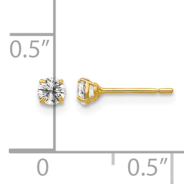 14k 3mm Round CZ Post Earrings