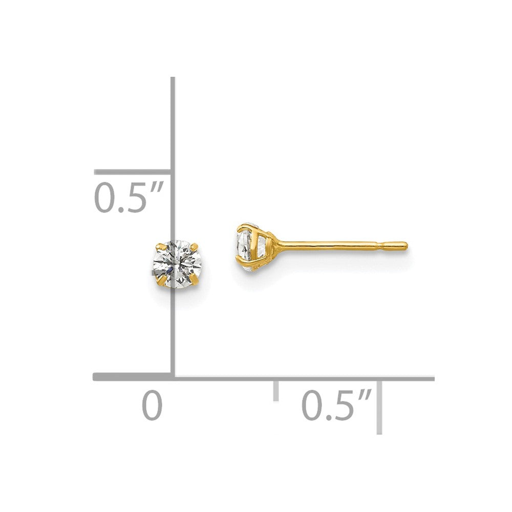 14k 3mm Round CZ Post Earrings