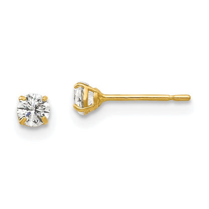 14k 3mm Round CZ Post Earrings