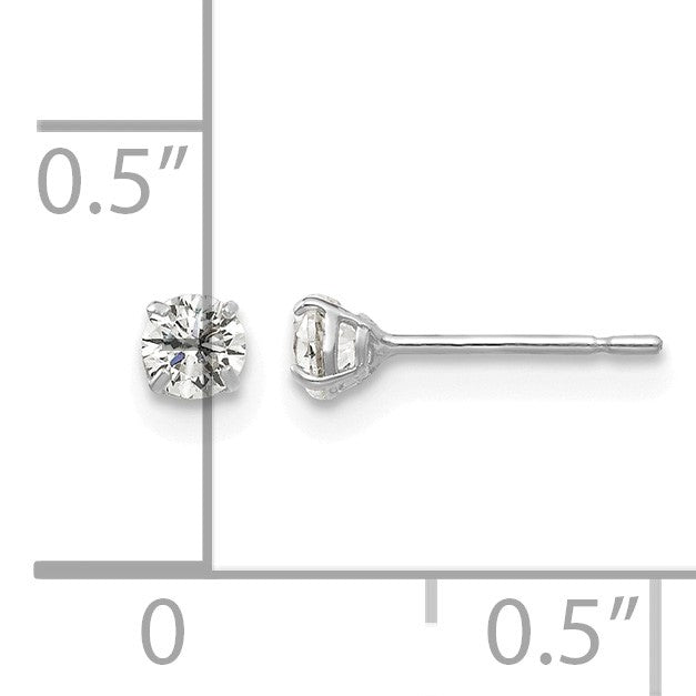 14k White Gold 3mm Round CZ Post Earrings