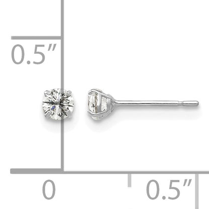 14k White Gold 3mm Round CZ Post Earrings