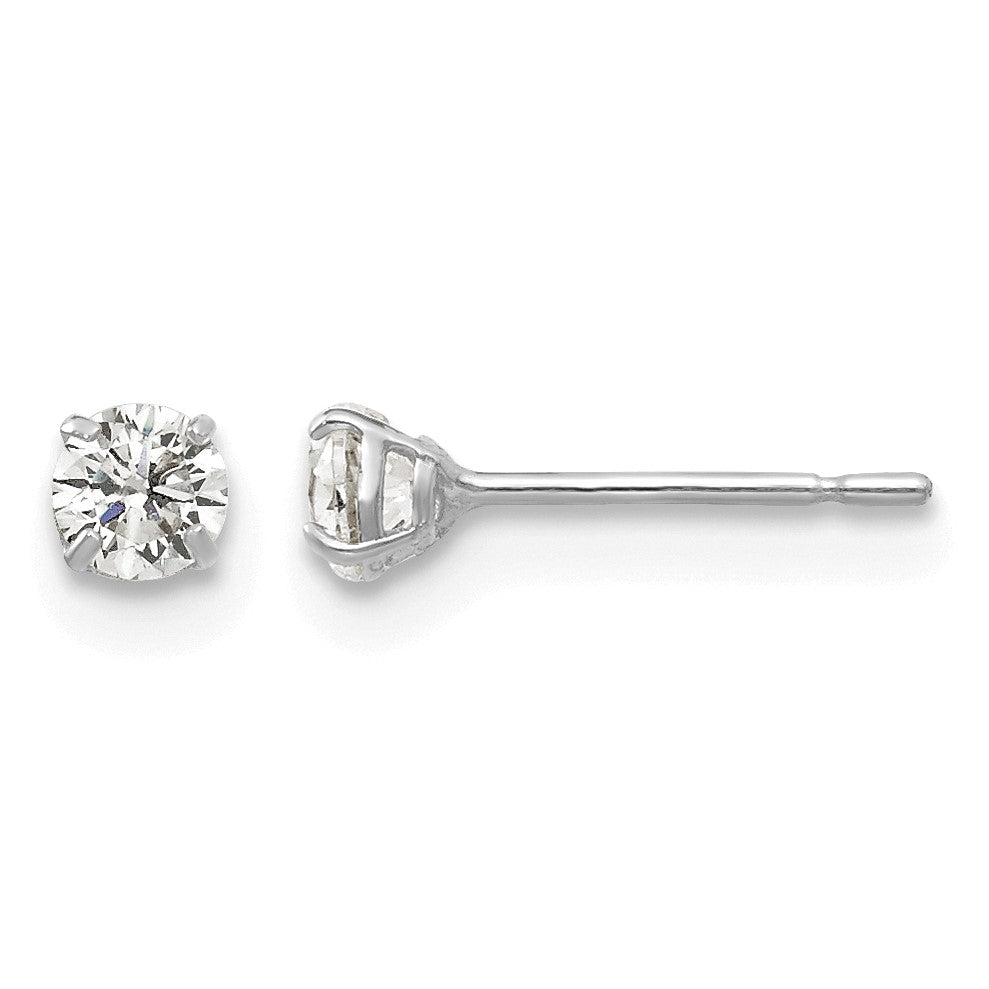 14k White Gold 3mm Round CZ Post Earrings