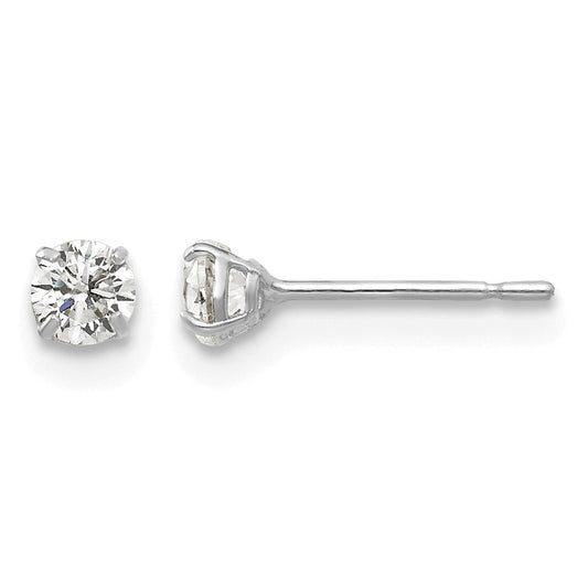 14k White Gold 3mm Round CZ Post Earrings