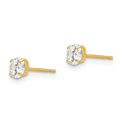 14k 4mm Round CZ Post Earrings