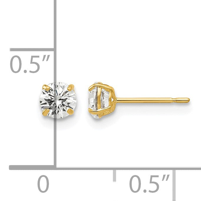 14k 4mm Round CZ Post Earrings