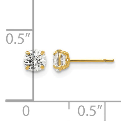 14k 4mm Round CZ Post Earrings