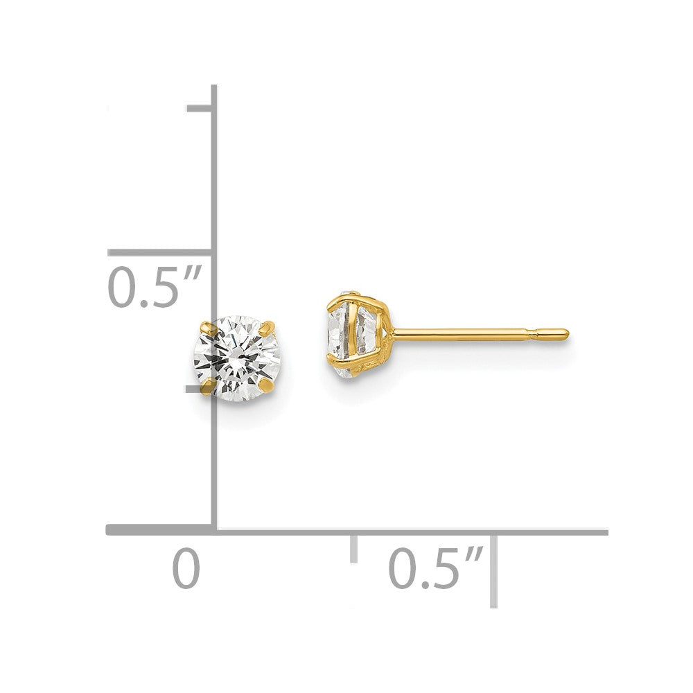 14k 4mm Round CZ Post Earrings