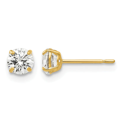 14k 4mm Round CZ Post Earrings