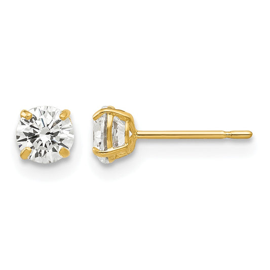 14k 4mm Round CZ Post Earrings