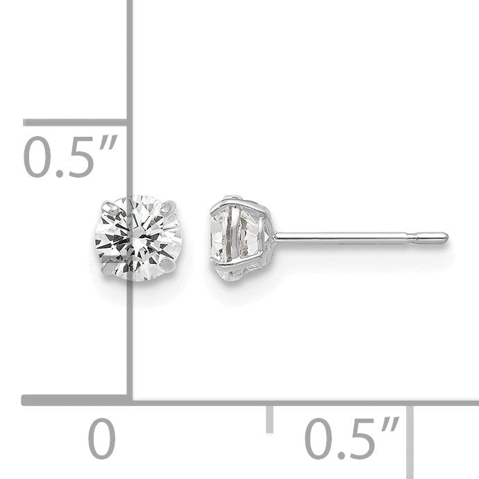 14k White Gold 4mm Round CZ Post Earrings