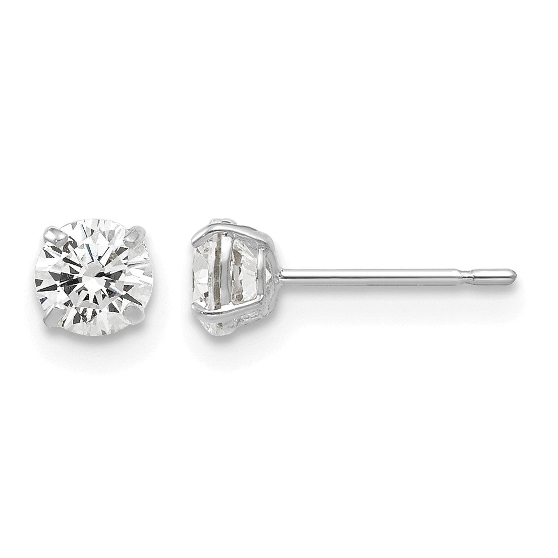 14k White Gold 4mm Round CZ Post Earrings