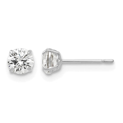 14k White Gold 4mm Round CZ Post Earrings