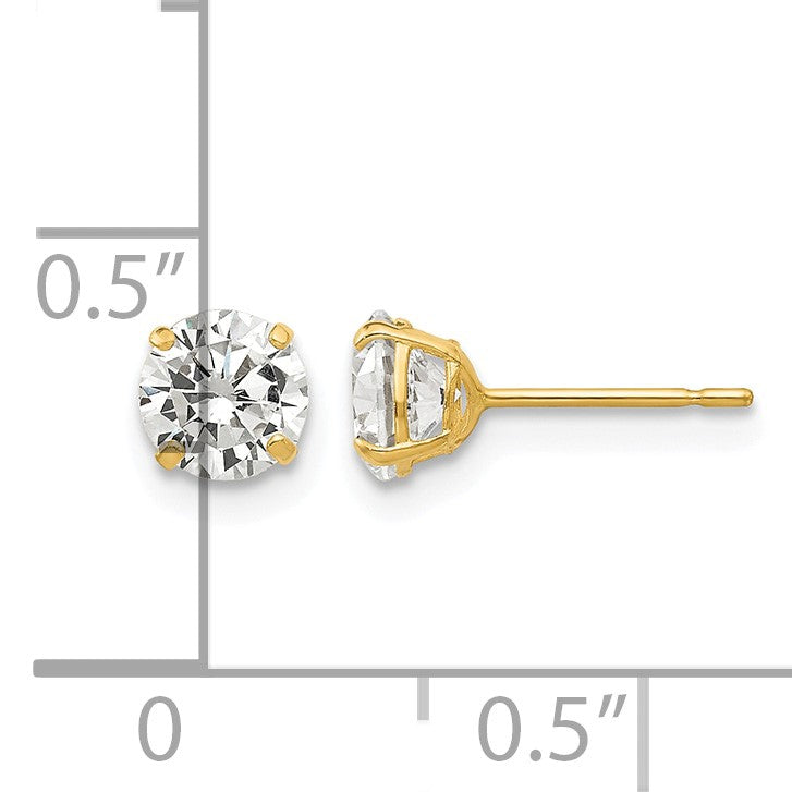 14k 5mm Round CZ Post Earrings