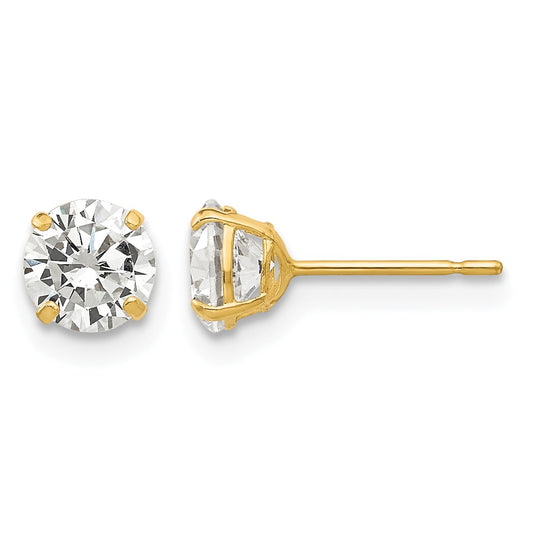 14k 5mm Round CZ Post Earrings
