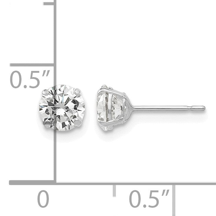14k White Gold 5mm Round CZ Post Earrings
