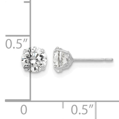 14k White Gold 5mm Round CZ Post Earrings