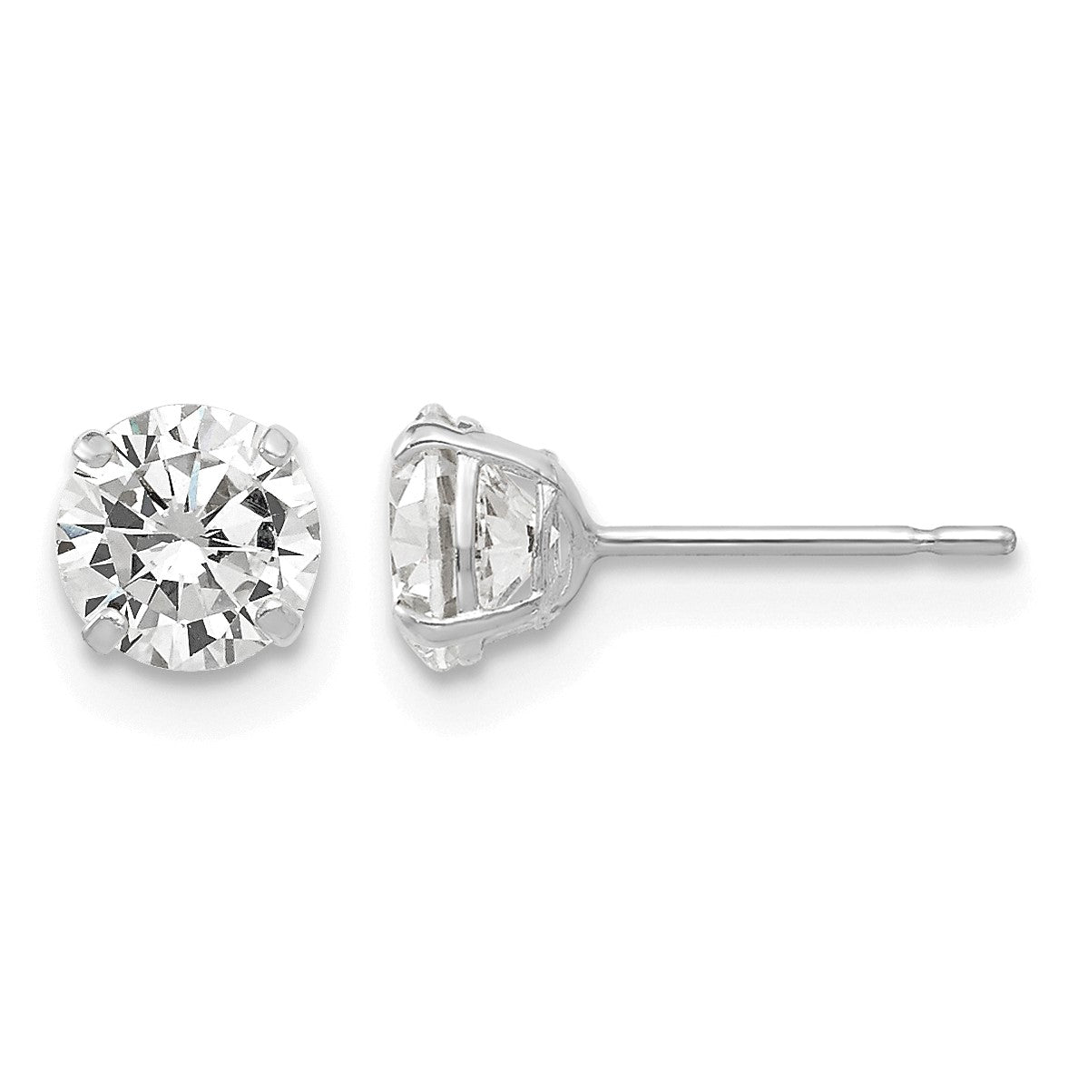 14k White Gold 5mm Round CZ Post Earrings