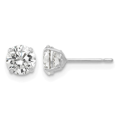 14k White Gold 5mm Round CZ Post Earrings