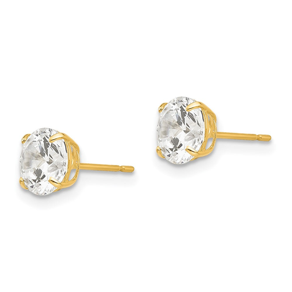 14k 6mm Round CZ Post Earrings