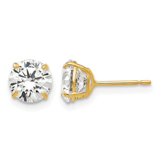 14k 6mm Round CZ Post Earrings