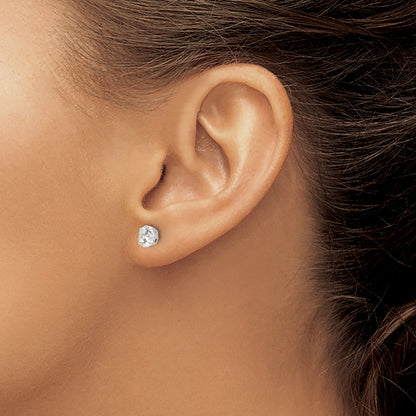 14k White Gold 6mm Round CZ Post Earrings