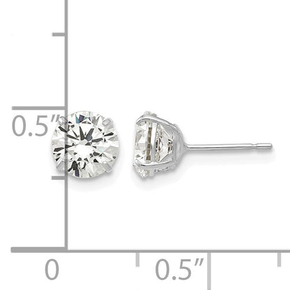 14k White Gold 6mm Round CZ Post Earrings