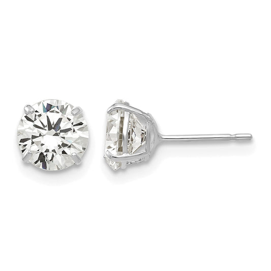 14k White Gold 6mm Round CZ Post Earrings