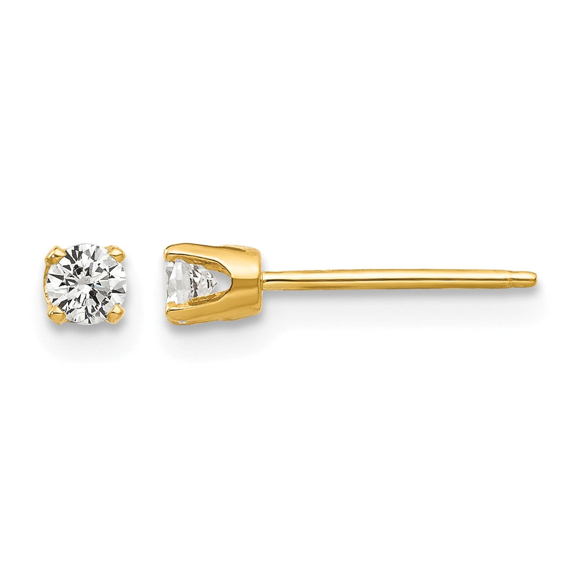 14k 2.75mm Round CZ Stud Earrings