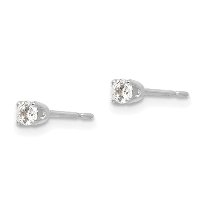 14k White Gold 2.75mm Round CZ Stud Earrings