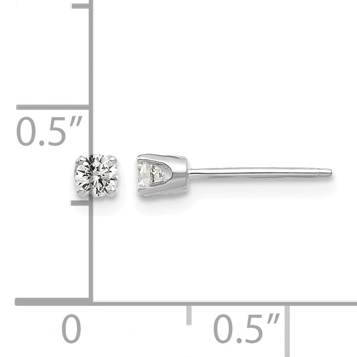 14k White Gold 2.75mm Round CZ Stud Earrings