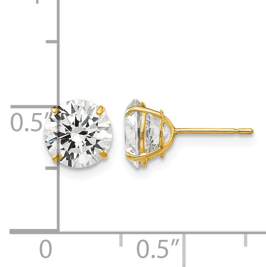 14k 7mm Round CZ Post Earrings
