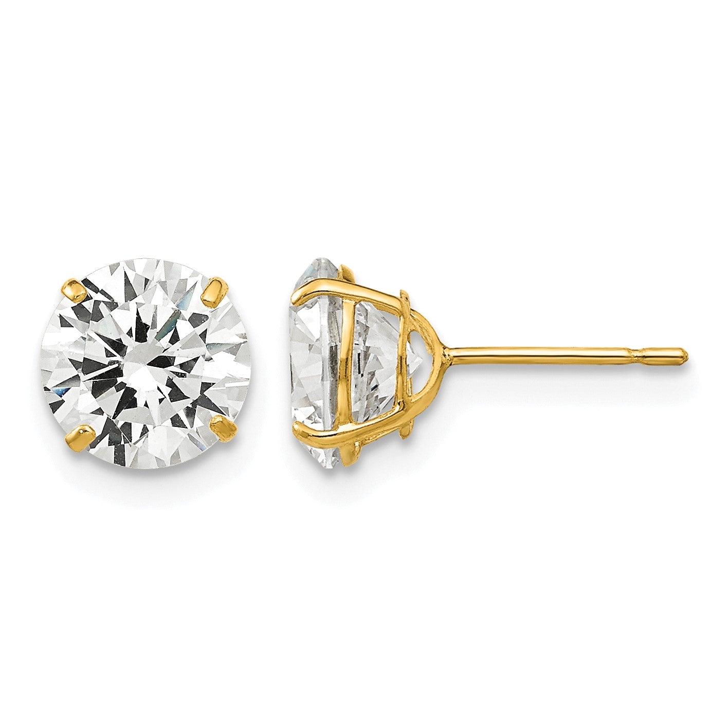 14k 7mm Round CZ Post Earrings