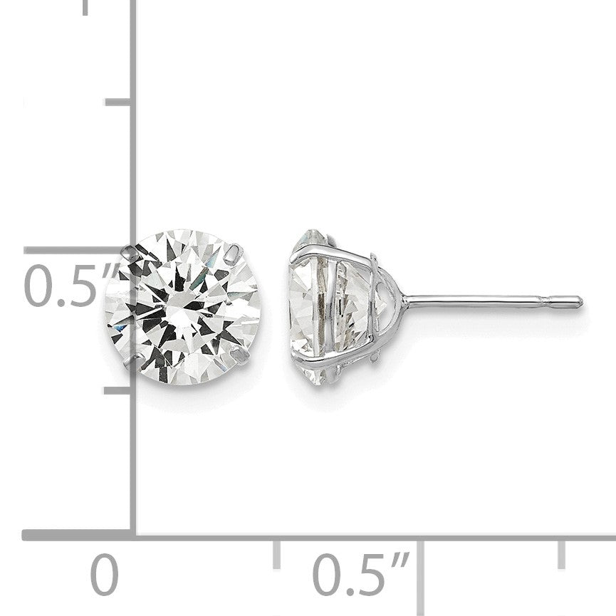 14k White Gold 7mm Round CZ Post Earrings