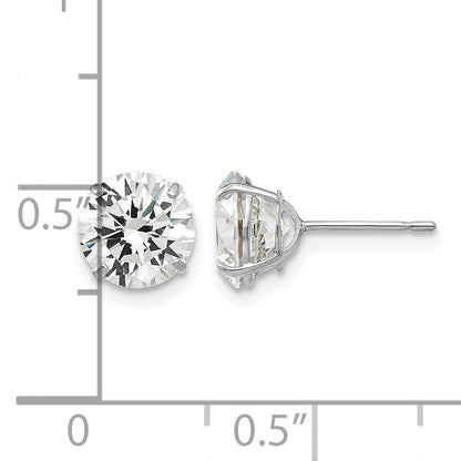 14k White Gold 7mm Round CZ Post Earrings