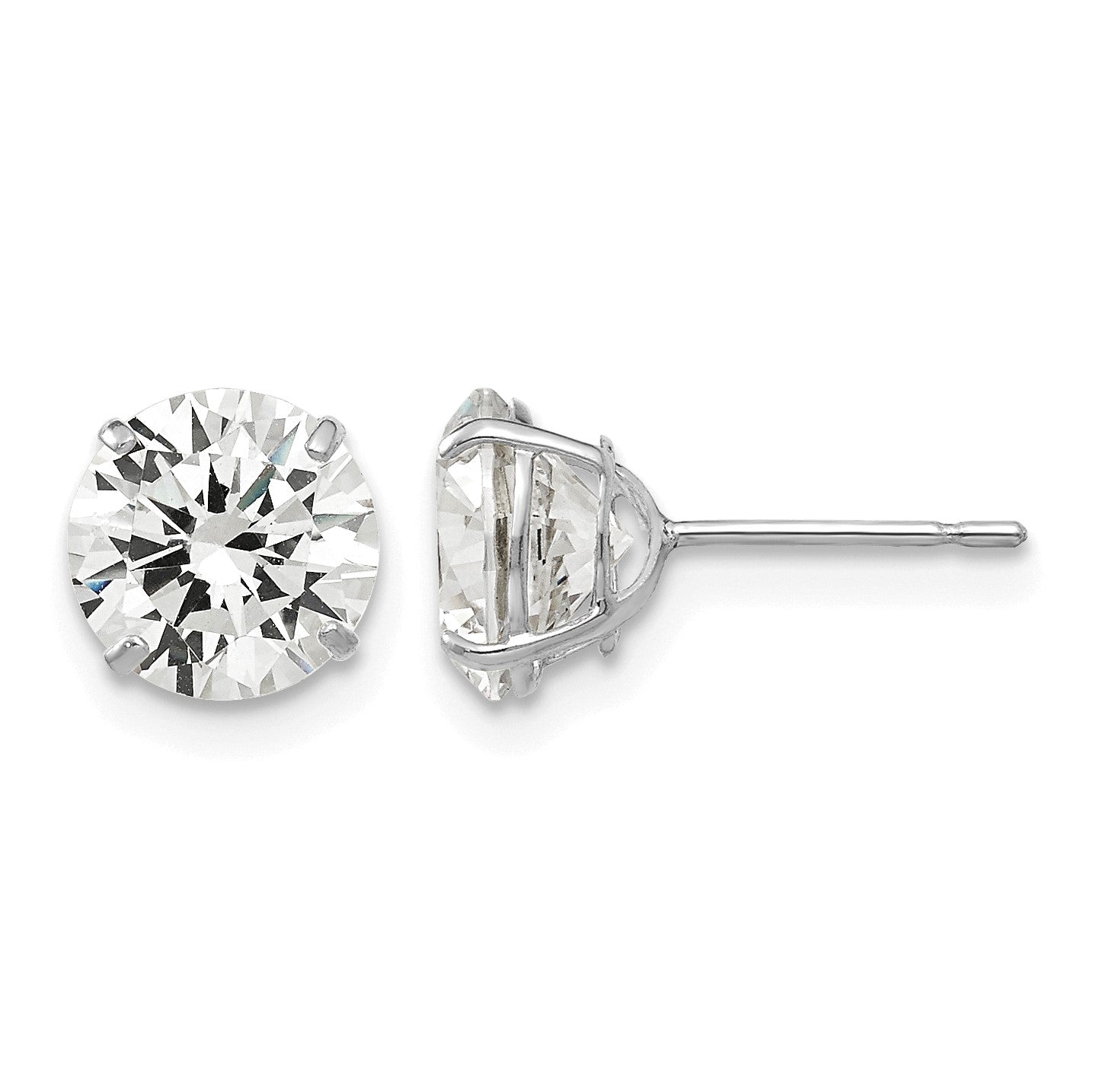 14k White Gold 7mm Round CZ Post Earrings