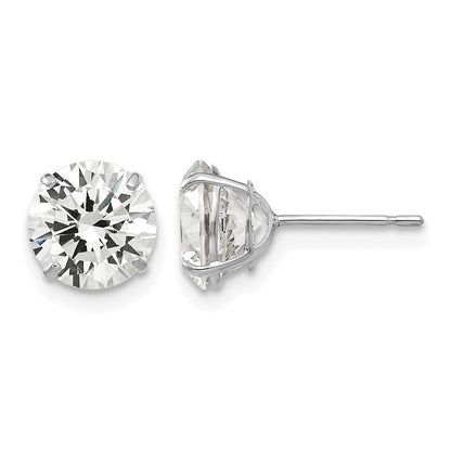 14k White Gold 7mm Round CZ Post Earrings
