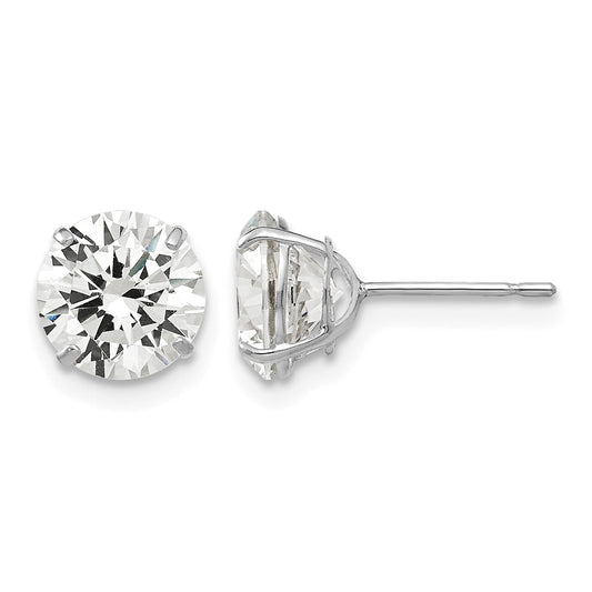 14k White Gold 7mm Round CZ Post Earrings