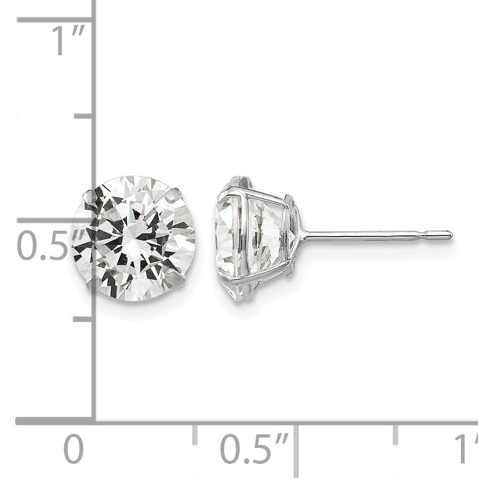 14k White Gold 8mm Round CZ Post Earrings