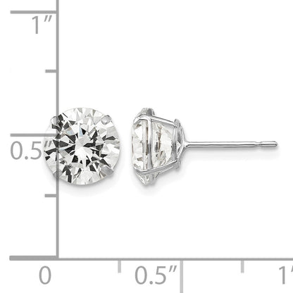14k White Gold 8mm Round CZ Post Earrings
