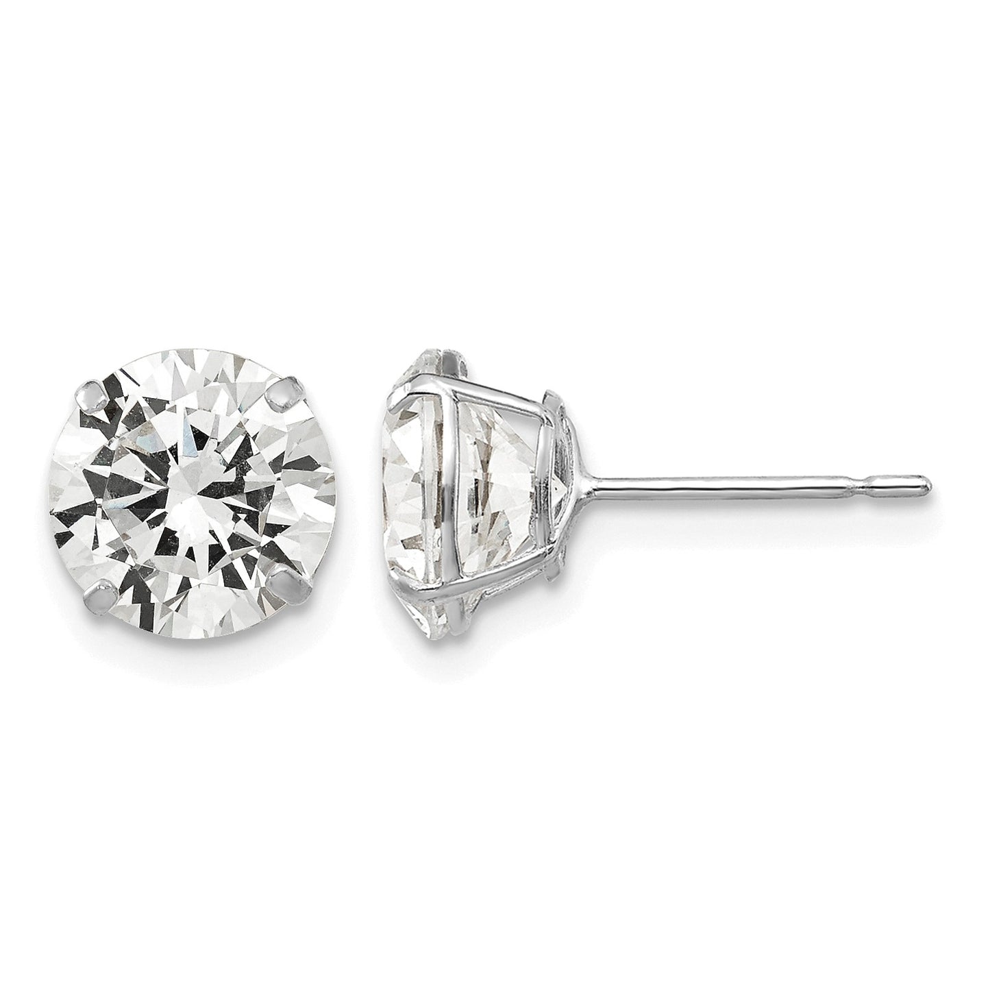 14k White Gold 8mm Round CZ Post Earrings
