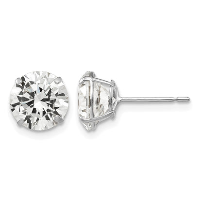 14k White Gold 8mm Round CZ Post Earrings