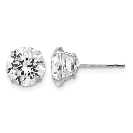 14k White Gold 8mm Round CZ Post Earrings