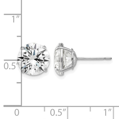 14k White Gold 9mm Round CZ Post Earrings