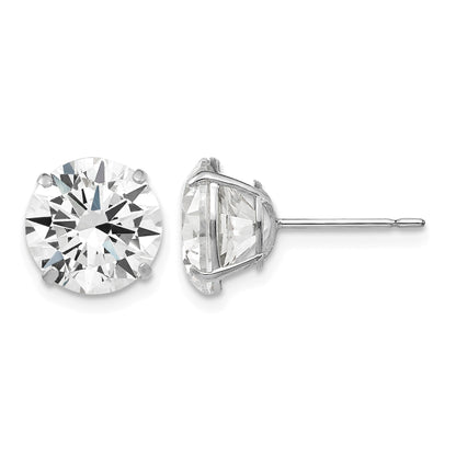 14k White Gold 9mm Round CZ Post Earrings