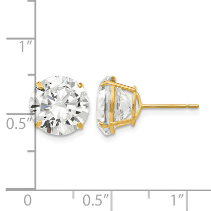 14k 10mm Round CZ Post Earrings