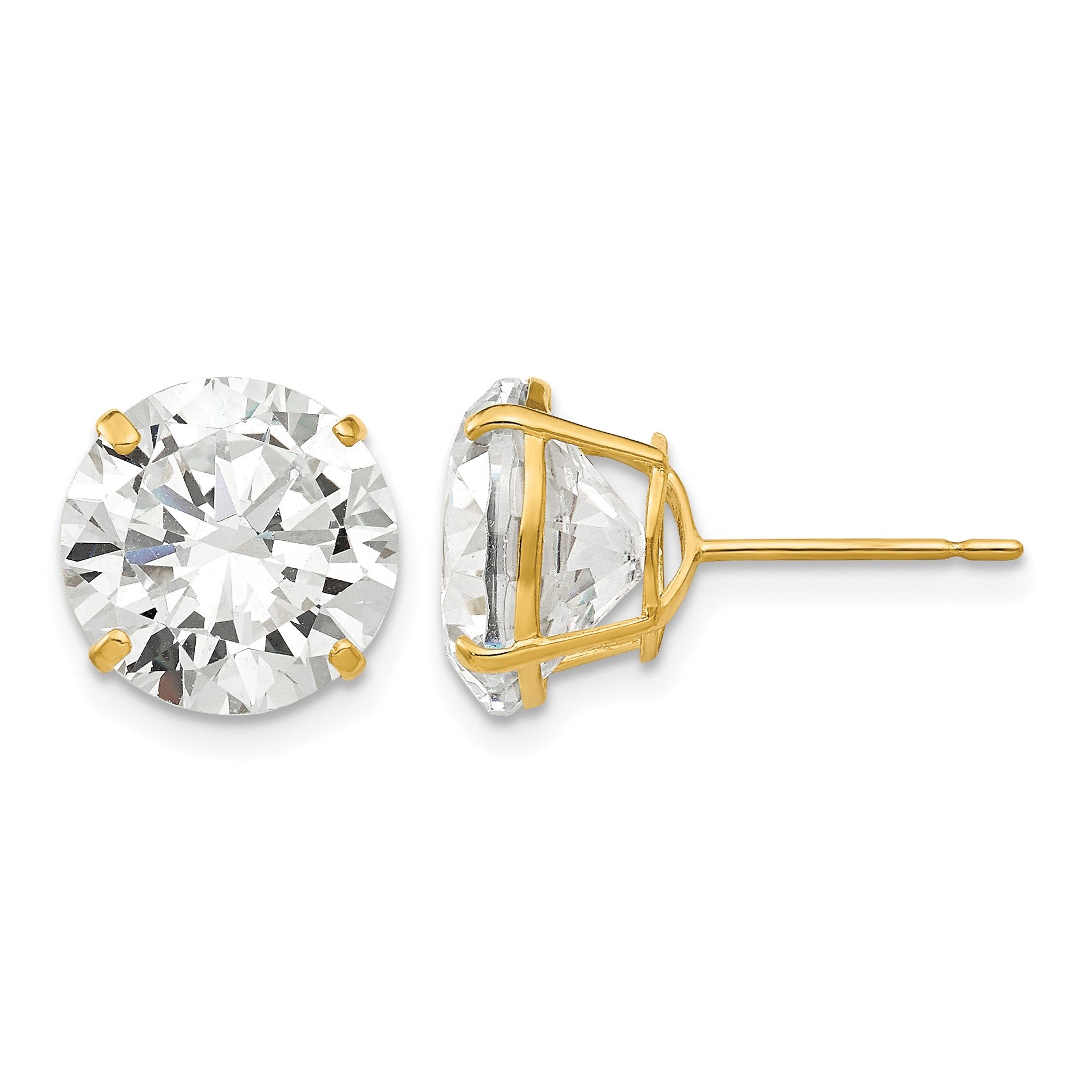 14k 10mm Round CZ Post Earrings
